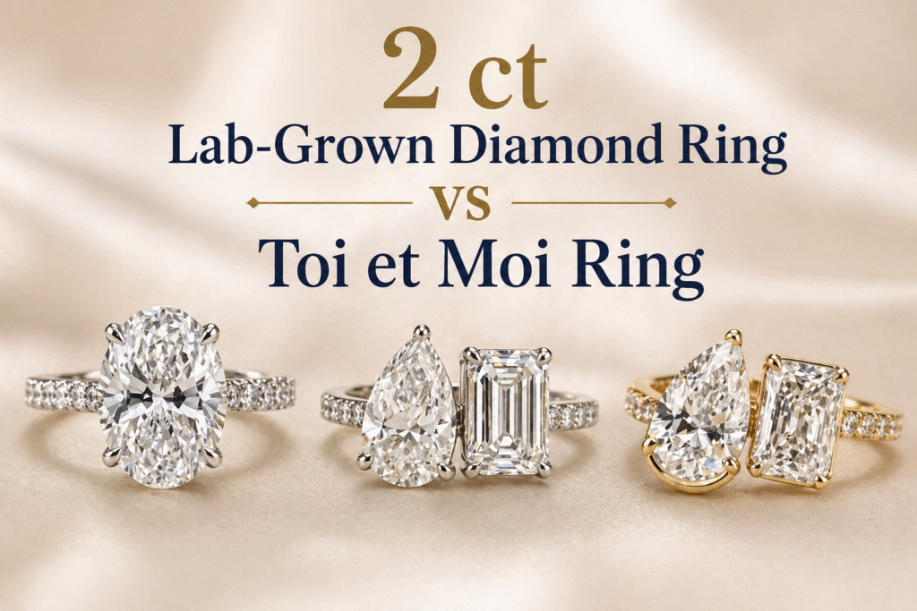 2 ct lab grown diamond ring vs toi et moi ring