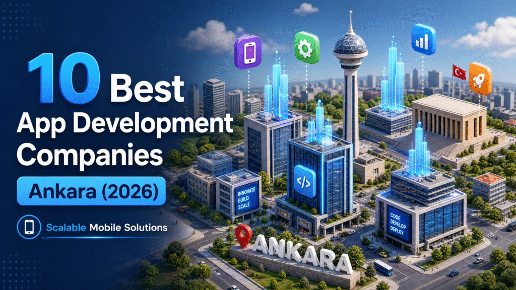 Top Mobile App Development Companies in Ankara, Turkey for Enterprise App Development (2026) ankara banner isometric 3d