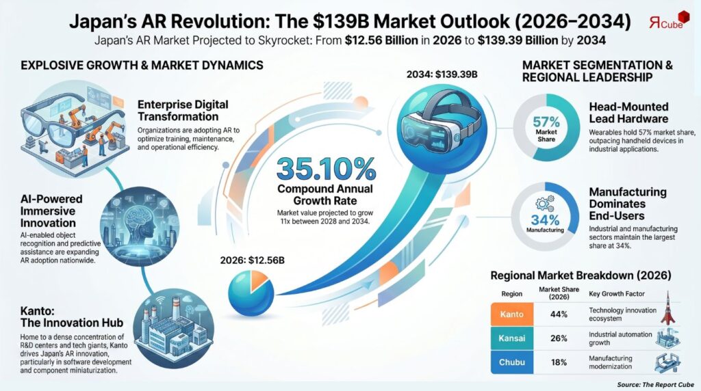 Japan Augmented Reality Market to Reach USD 139.39 Billion by 2034 Amid Rapid Digital Transformation augmented reality market japan report
