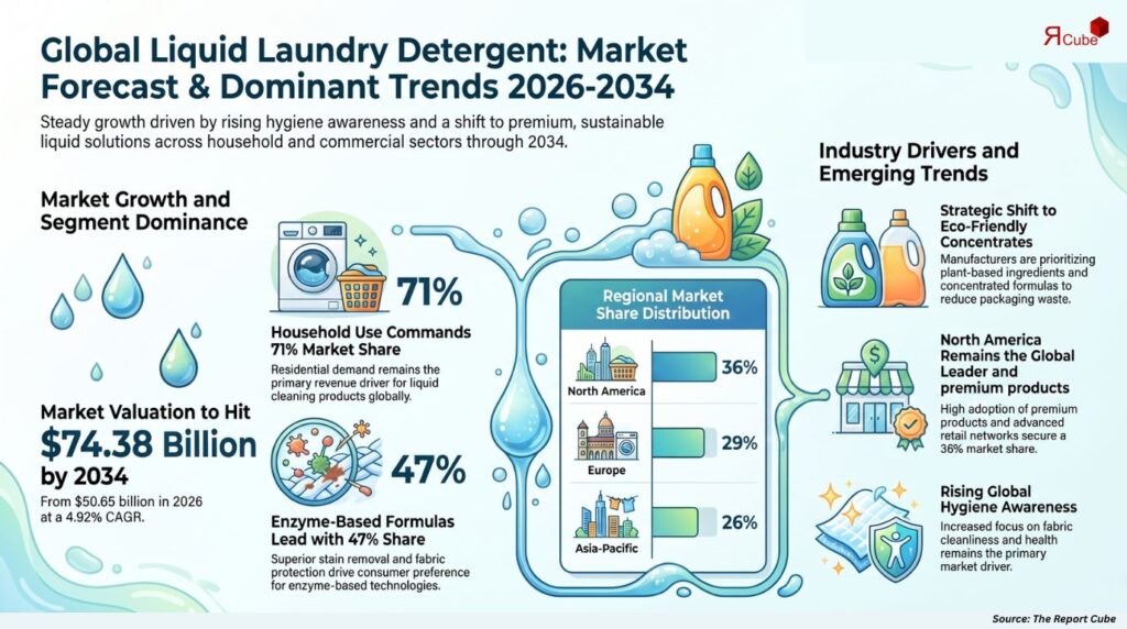 Liquid Laundry Detergent Market to Reach USD 74.38 Billion by 2034, Driven by Sustainable Innovation liquid laundry detergent market