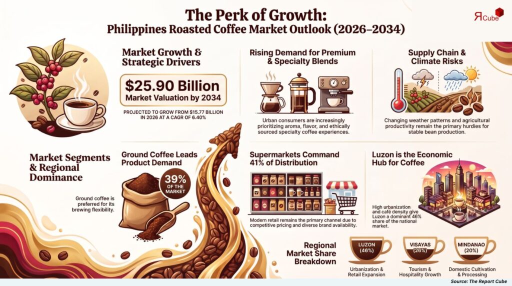 Philippines Roasted Coffee Market Size to Reach USD 25.90 Billion by 2034, Growing at a CAGR of 6.40% roasted coffee market philippines report