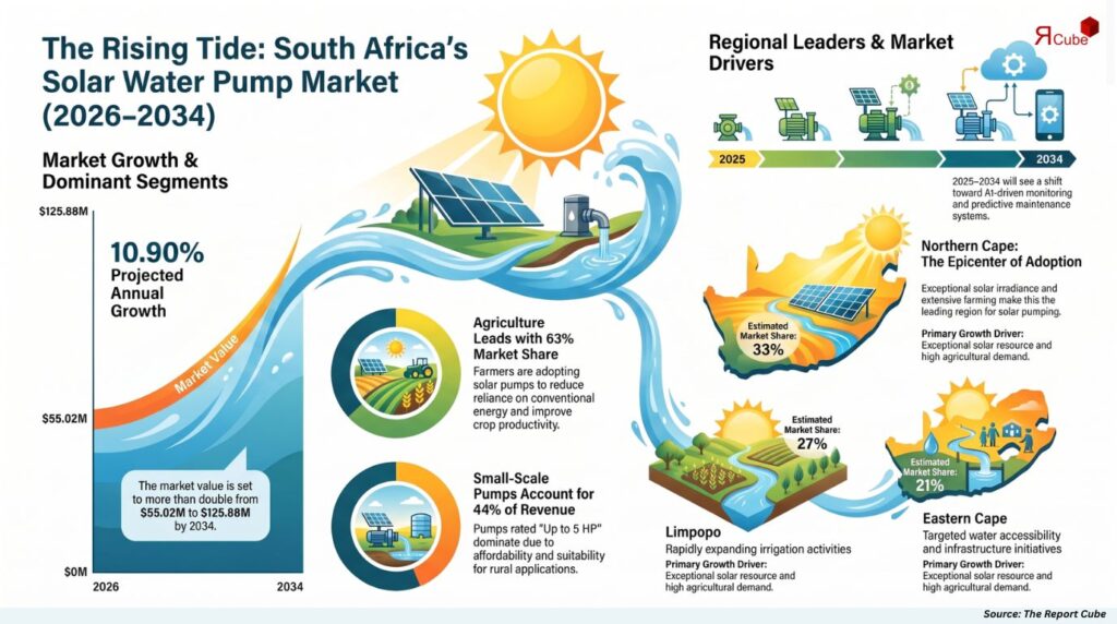 South Africa Solar Water Pumps Market to Reach USD 125.88 Million by 2034 Amid Rising Renewable Energy Adoption solar water pumps market south africa report
